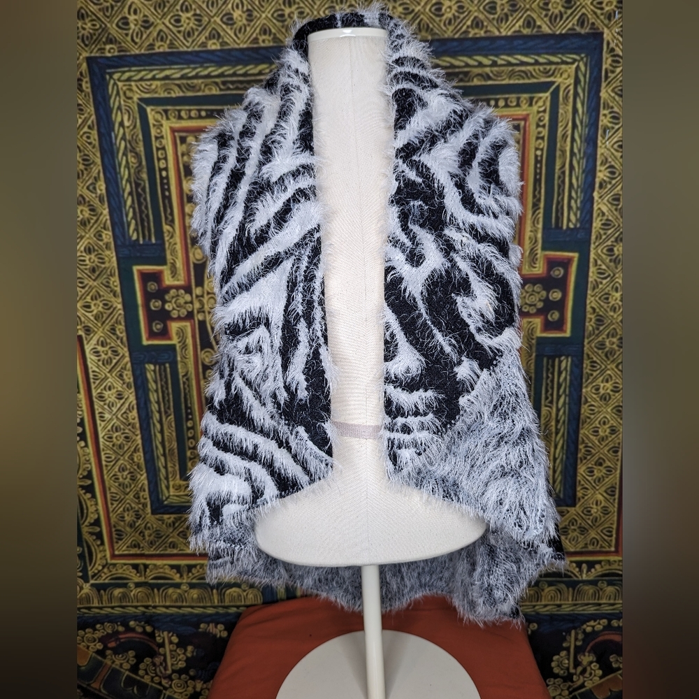 SIONI Mixed Print Sweater Cardigan Jacket Vest Size Small / Medium